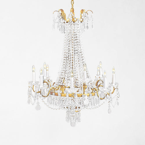 Gold crystal chandelier.