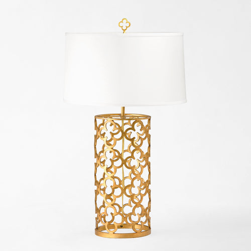 Gold table lamp.