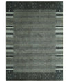 5x8 Gray, Charcoal and Ivory with Striped Wool Hand Woven Southwestern Lori Gabbeh Rug| KNT27