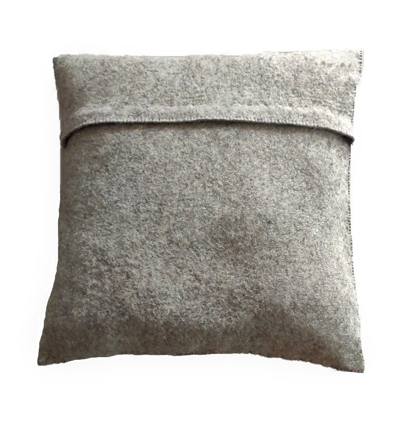 Hand Felted Wool Pillow - 3D Flower in Cream on Gray - 20"