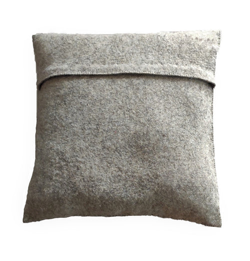 Hand Felted Wool Pillow - 3D Flower in Gray on Gray – 20"