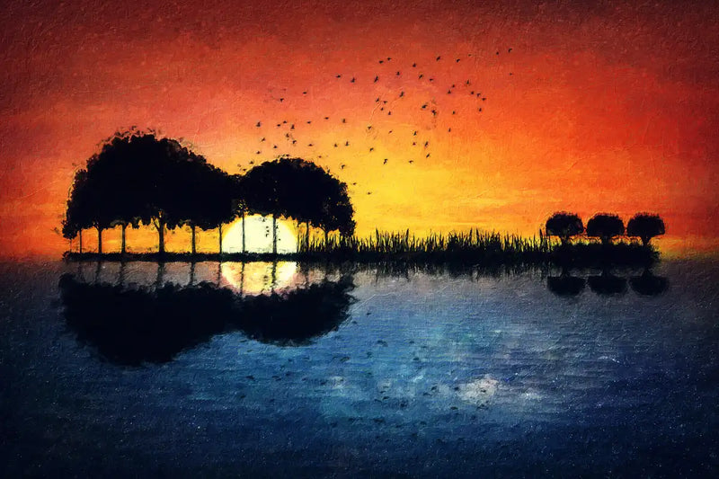 Guitar Sunset Wall Art