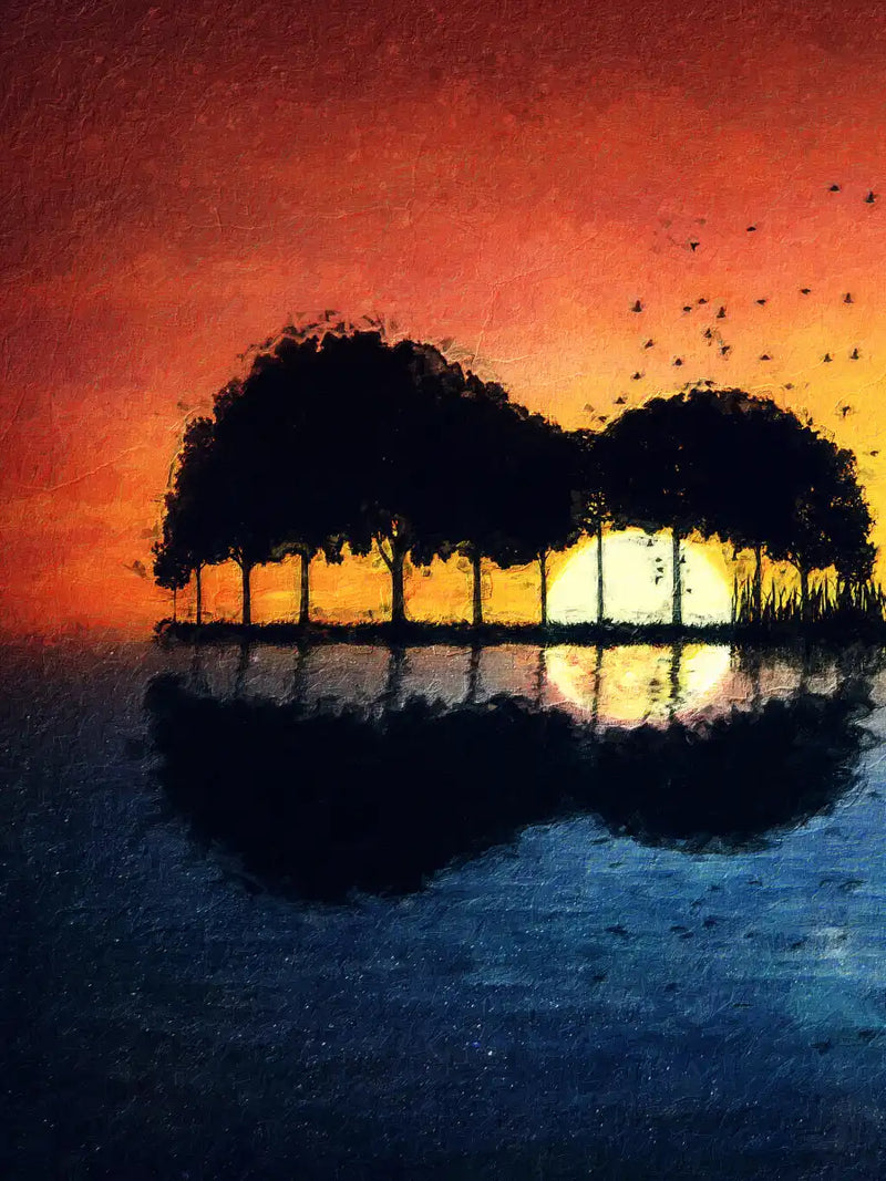 Guitar Sunset Wall Art