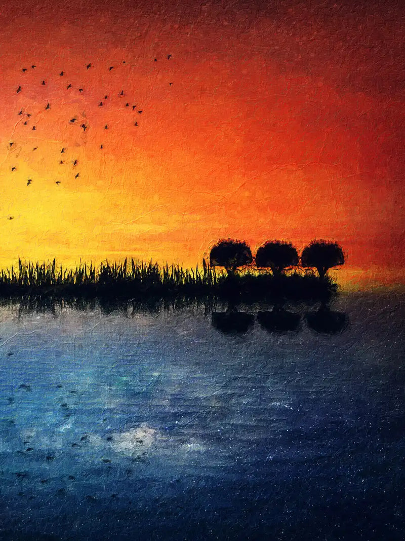 Guitar Sunset Wall Art