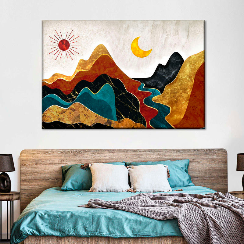 Textured Mountain Landscape Abstract Wall Art