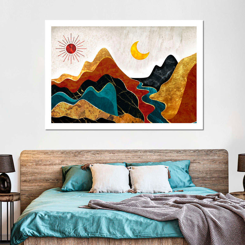Textured Mountain Landscape Abstract Wall Art