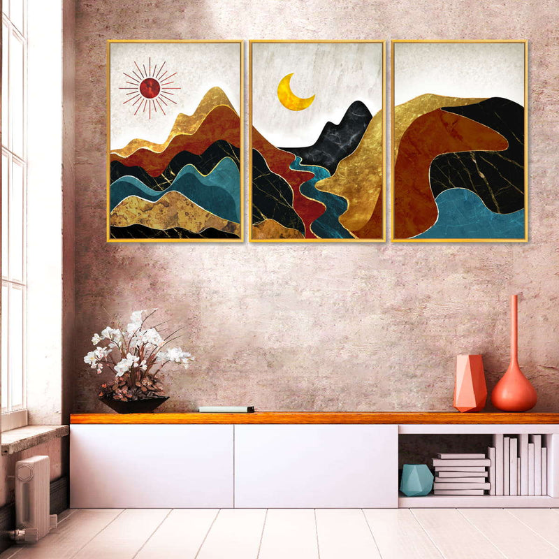Textured Mountain Landscape Abstract Wall Art