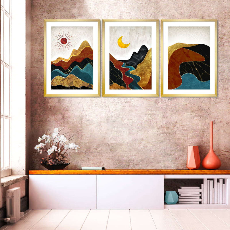 Textured Mountain Landscape Abstract Wall Art