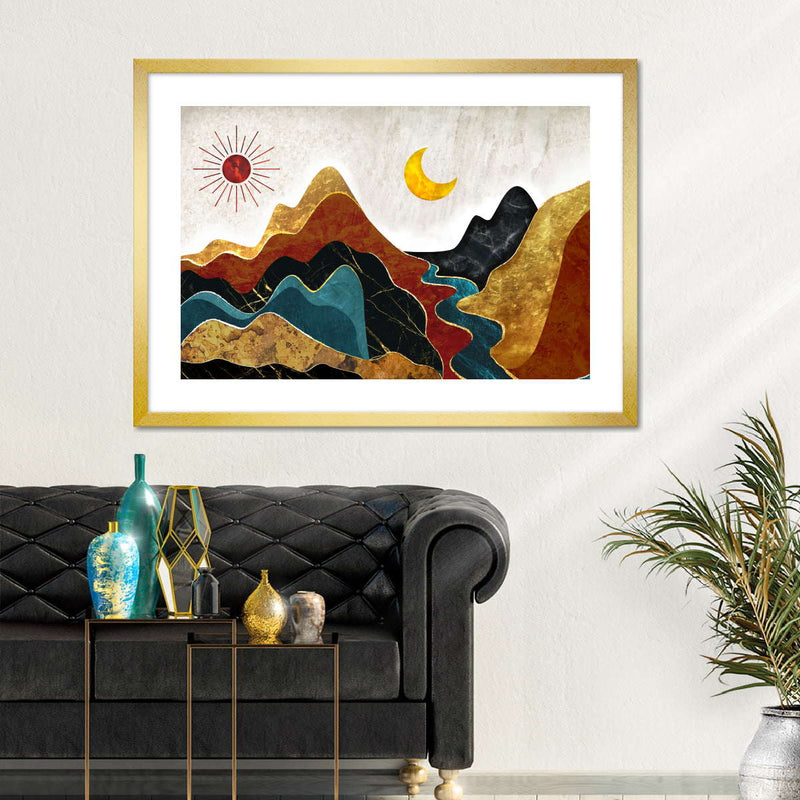 Textured Mountain Landscape Abstract Wall Art