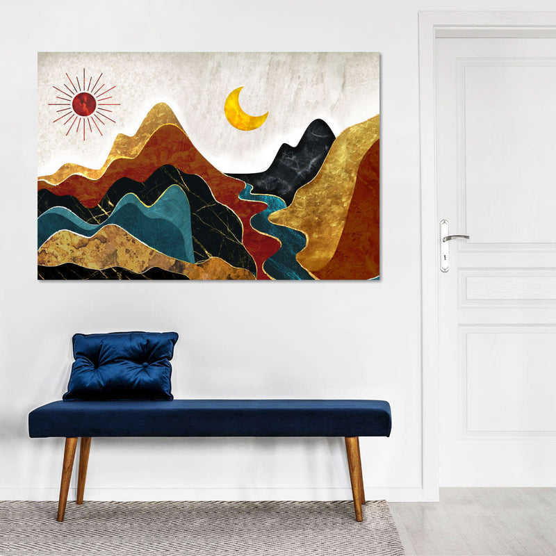 Textured Mountain Landscape Abstract Wall Art