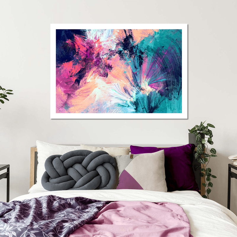 Pink And Blue Abstract Wall Art
