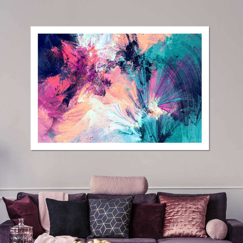 Pink And Blue Abstract Wall Art