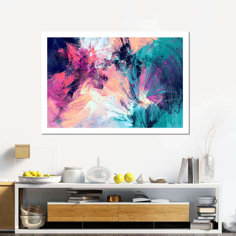 Pink And Blue Abstract Wall Art