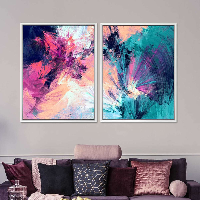 Pink And Blue Abstract Wall Art