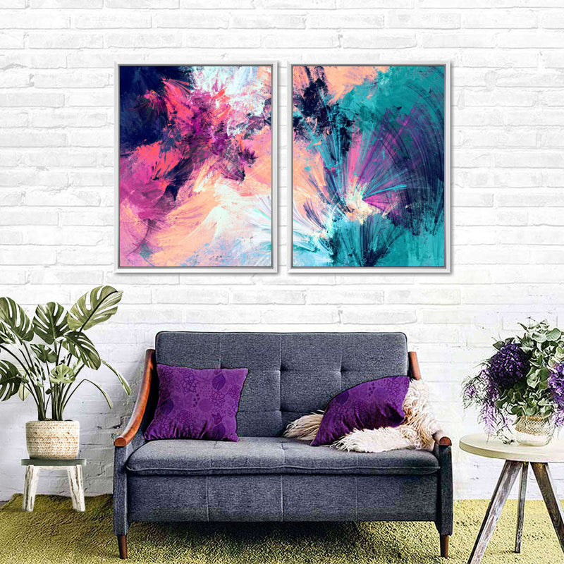 Pink And Blue Abstract Wall Art