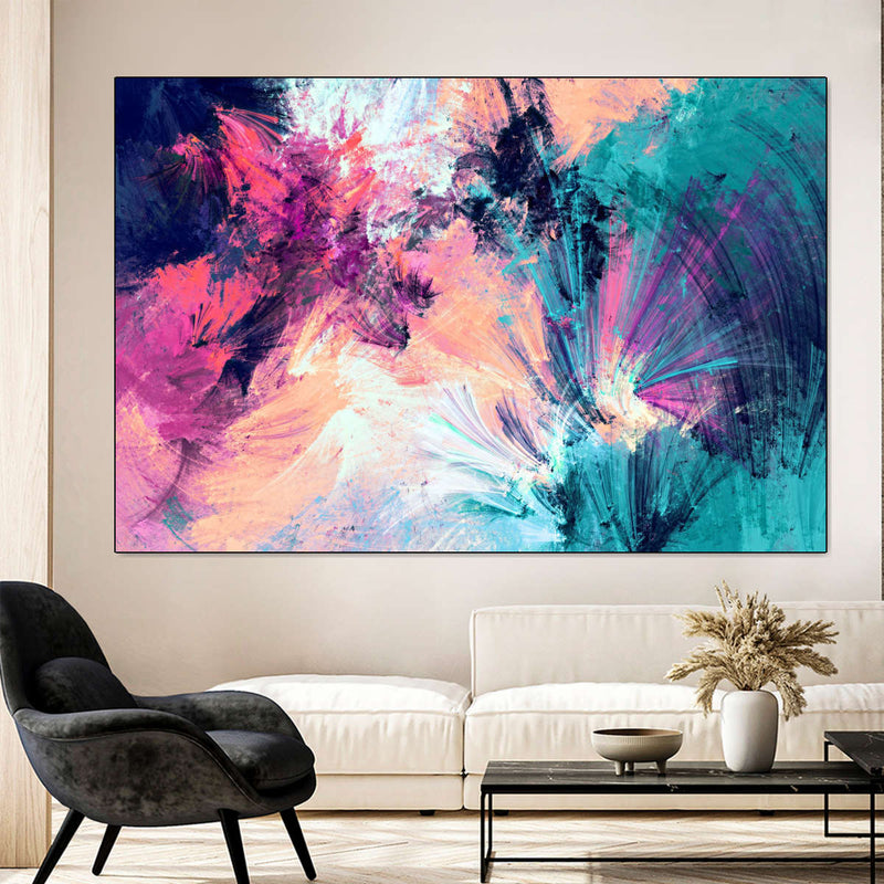 Pink And Blue Abstract Wall Art