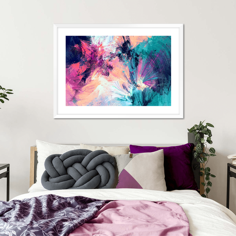 Pink And Blue Abstract Wall Art