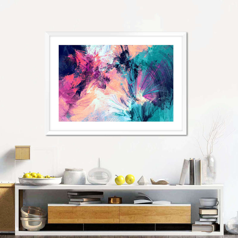 Pink And Blue Abstract Wall Art