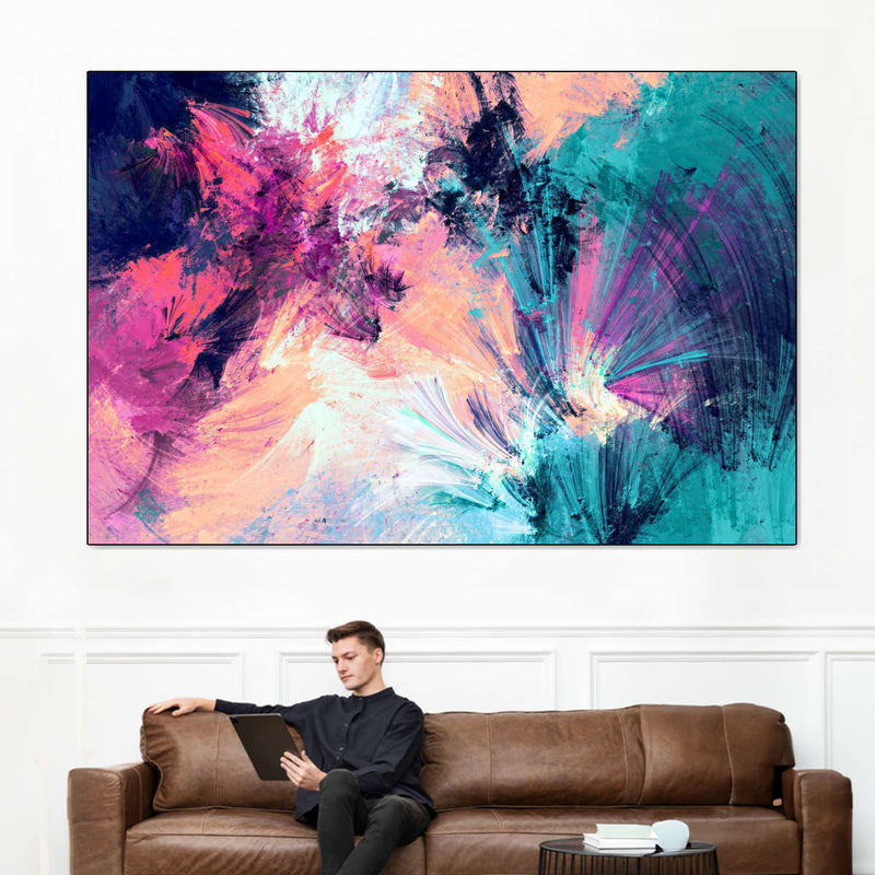 Pink And Blue Abstract Wall Art