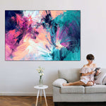 Pink And Blue Abstract Wall Art