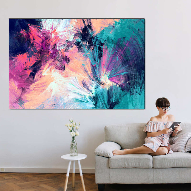 Pink And Blue Abstract Wall Art