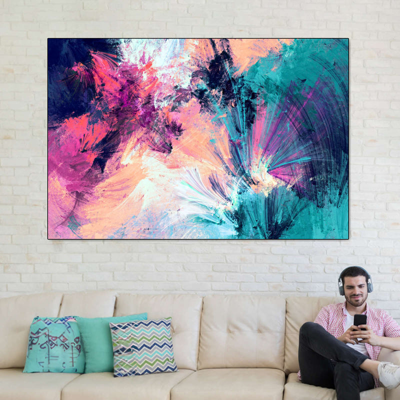 Pink And Blue Abstract Wall Art
