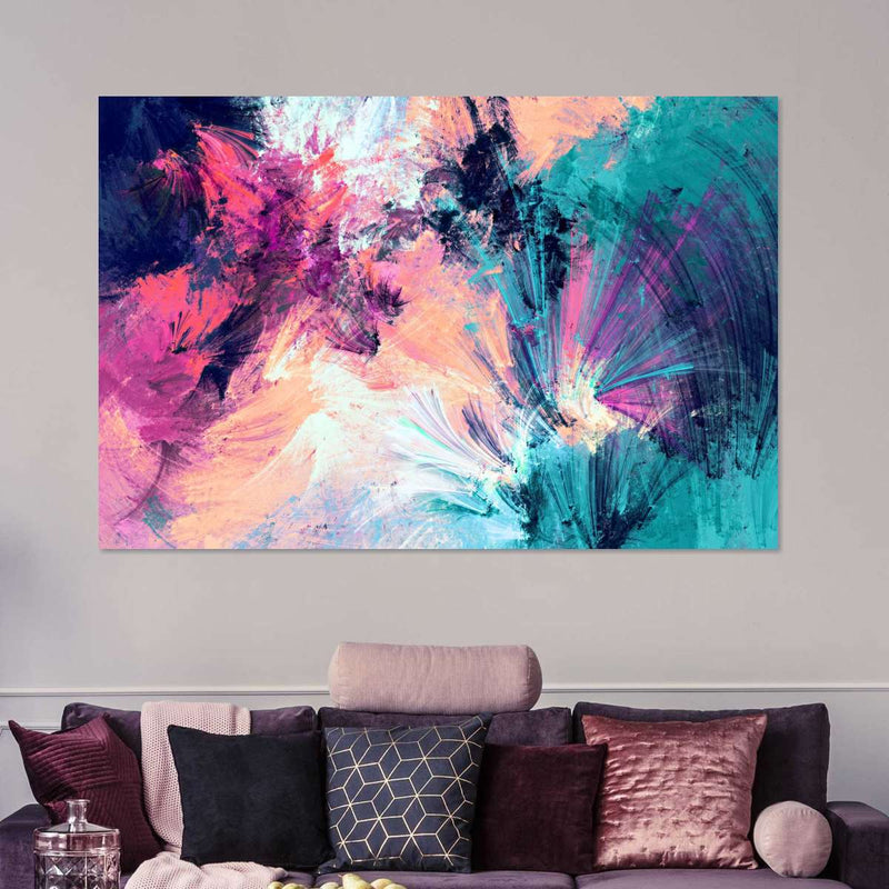 Pink And Blue Abstract Wall Art