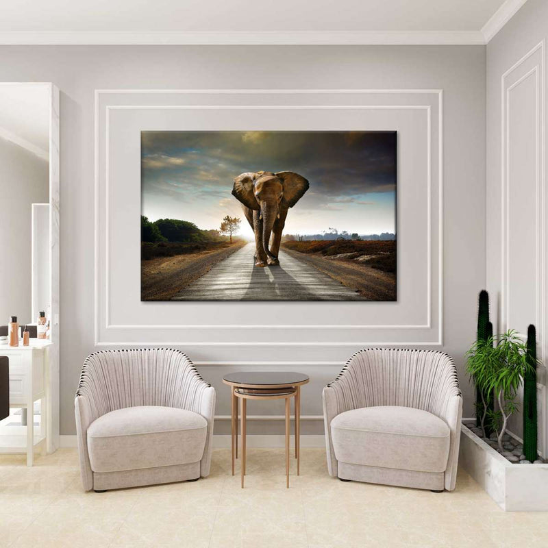 Walking Lone Elephant Wall Art
