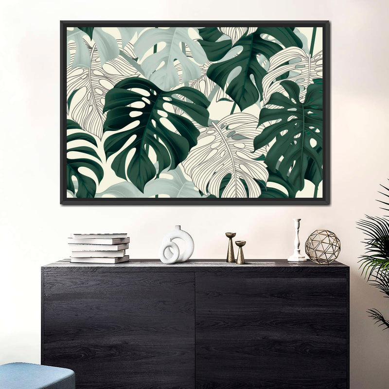 Jungle Monstera Leaves Wall Art