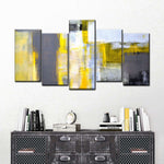 Yellow On Gray Abstract Wall Art