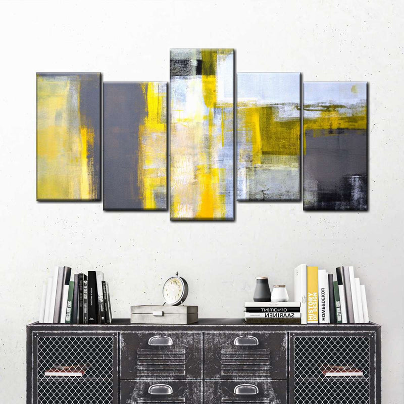 Yellow On Gray Abstract Wall Art