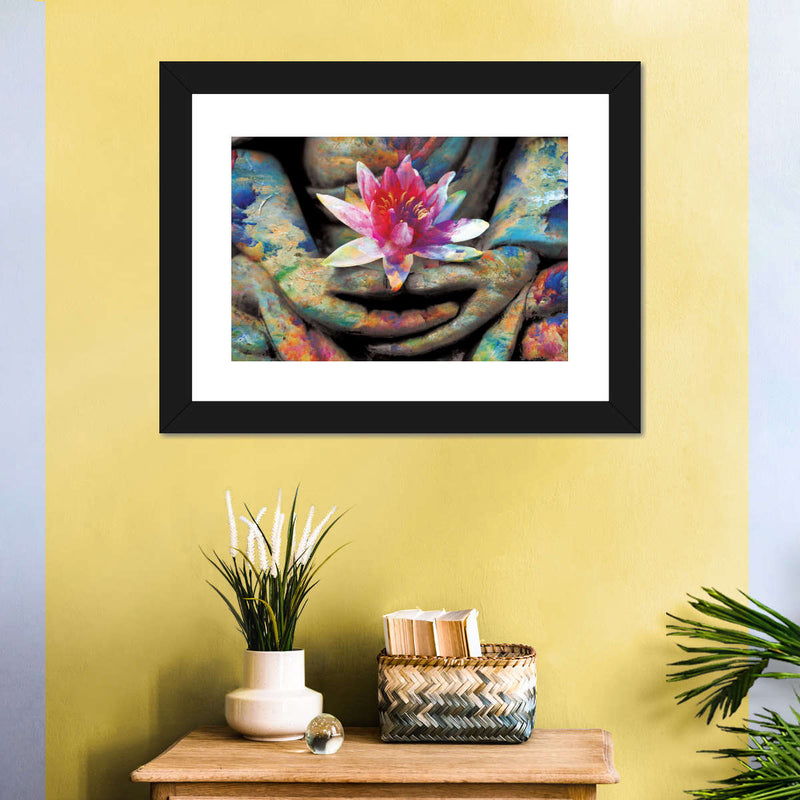 Lotus Flower In Hand Wall Art