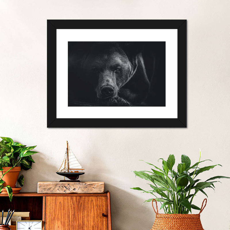 Monochrome Brown Bear Wall Art
