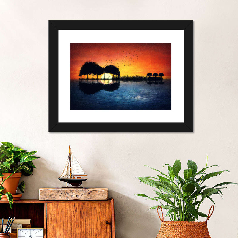 Guitar Sunset Wall Art