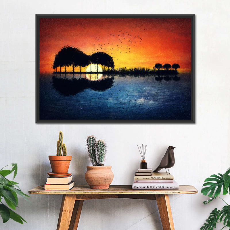 Guitar Sunset Wall Art