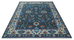 Hand Knotted Charcoal, Blue and Ivory Traditional Oriental Oushak Multi Size Wool Area Rug