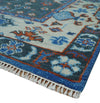 Hand Knotted Charcoal, Blue and Ivory Traditional Oriental Oushak Multi Size Wool Area Rug