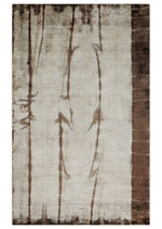5x8 Hand Woven and Carved Silver and Brown Floral Art Silk Rug | KNT3
