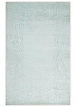 2.6x10 and 5x8 Hand Woven and Carved Silver and Gray Floral Art Silk Rug | KNT6