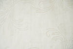 4x6 Hand Woven and Carved Silver and Ivory Floral Art Silk Rug | KNT5