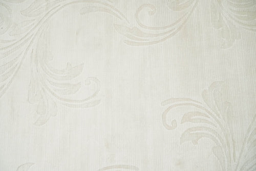 4x6 Hand Woven and Carved Silver and Ivory Floral Art Silk Rug | KNT5