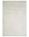 4x6 Hand Woven and Carved Silver and Ivory Floral Art Silk Rug | KNT5