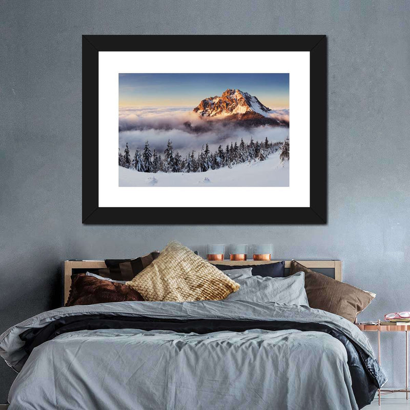 Snow Mountain Sunset Wall Art