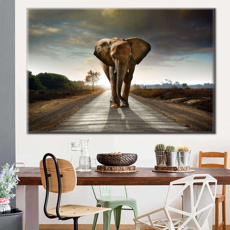 Walking Lone Elephant Wall Art