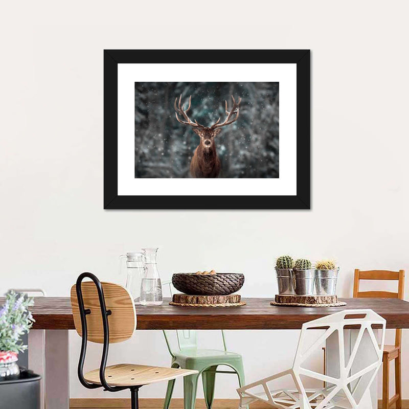 Snowy Noble Deer Wall Art