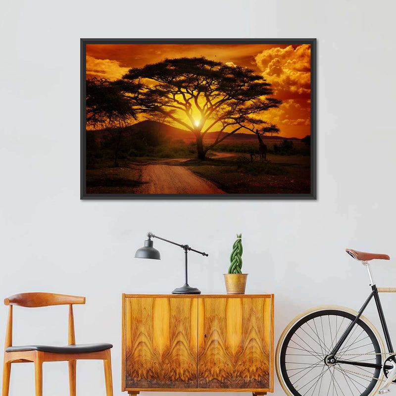 Serengeti Park Sunset Silhouette Wall Art