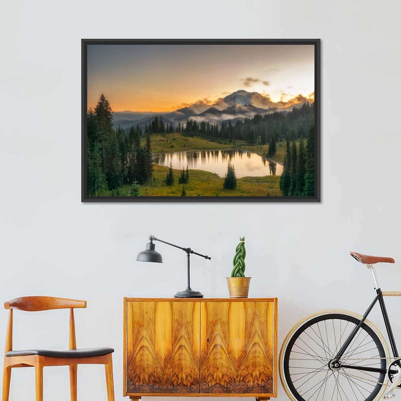 Majestic Sunset At Mount Rainer Wall Art