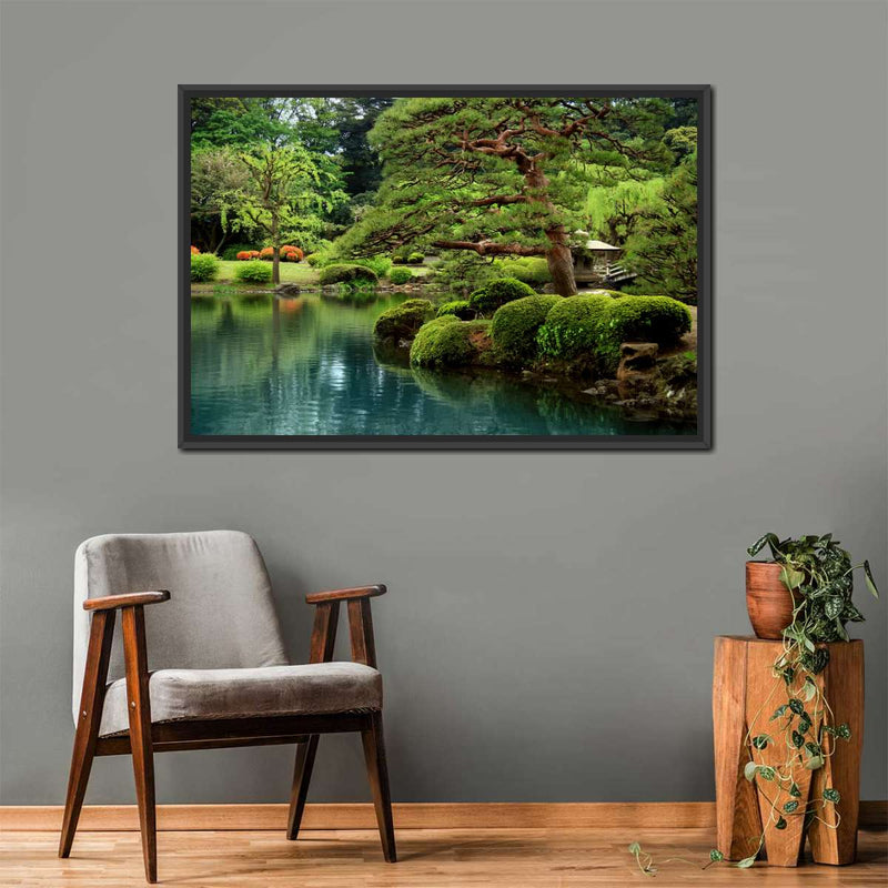 Zen Lakeside Bonsai Trees Wall Art