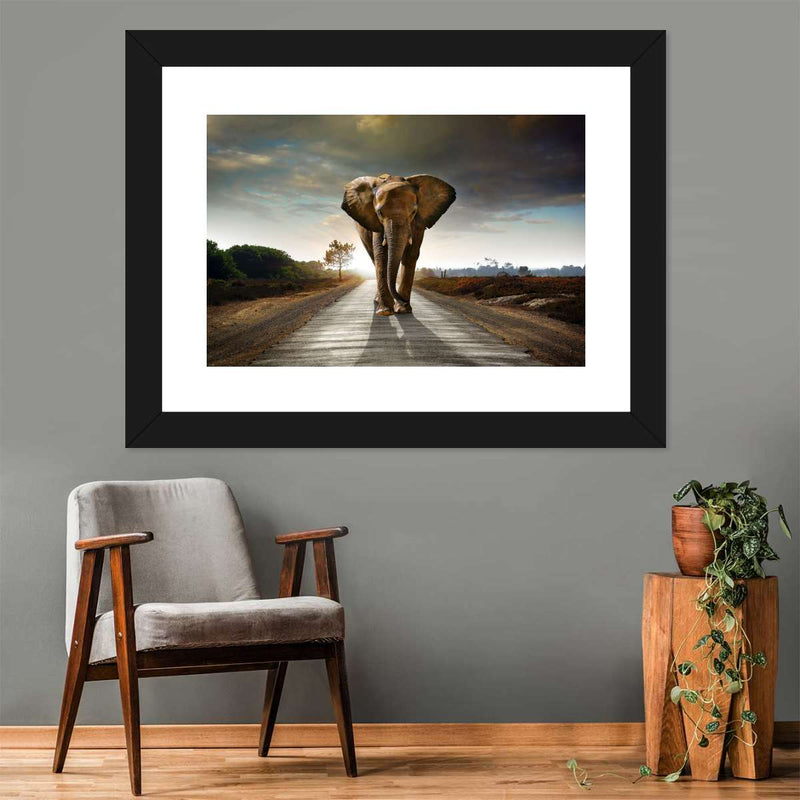 Walking Lone Elephant Wall Art