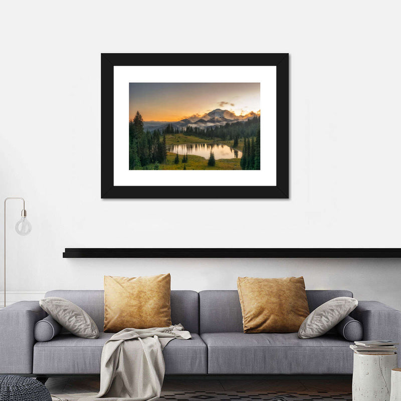 Majestic Sunset At Mount Rainer Wall Art